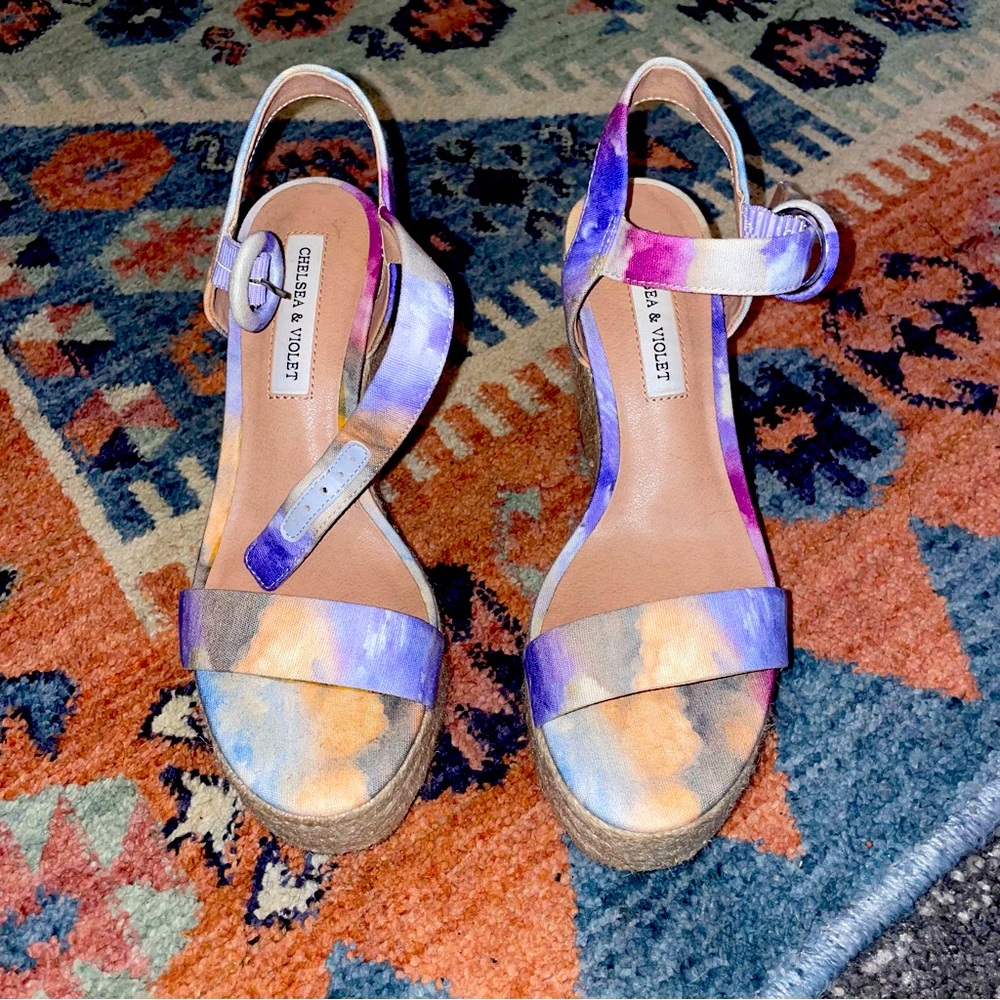 Worn wedges- Chelsea and violet- tie dye
